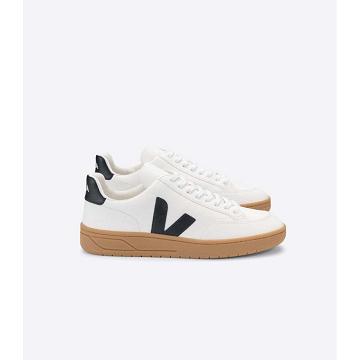 Veja V-12 LEATHER Tornacipő Női White/Black | HU 667CTV